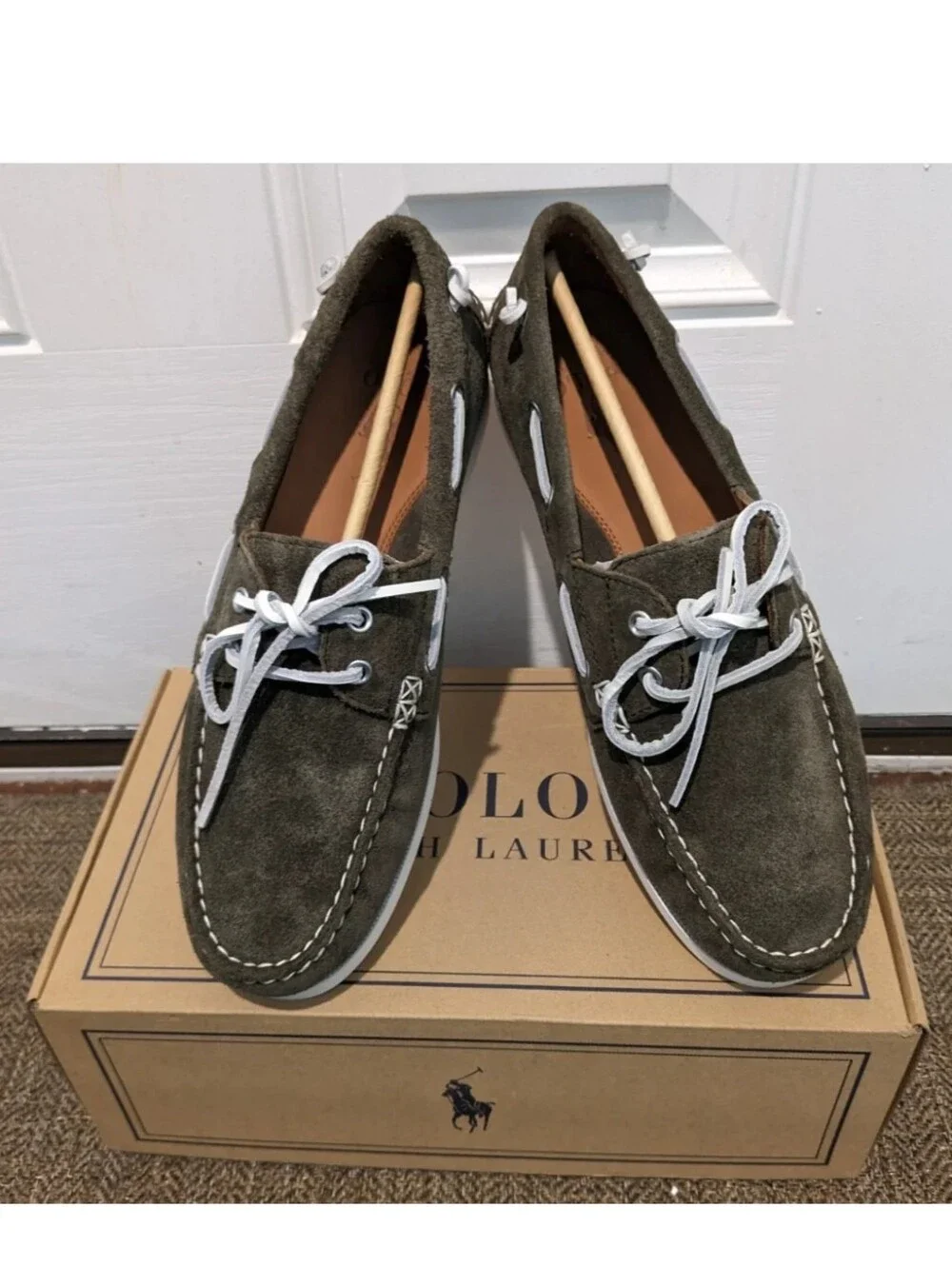 Polo Ralph Lauren Merton Suede Boat Shoe , Green, Men's Size 10 New With Box